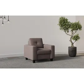 Home Affaire Sessel Varese Polyester 96 x 91 x 90 cm Grau mit Kreuznaht in Beige