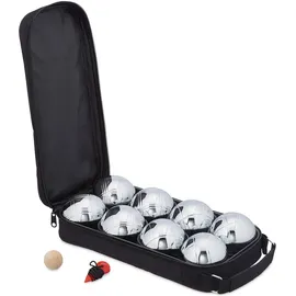 Relaxdays Boule Kugeln, im Set schwarz/silber