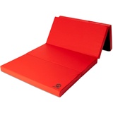 Jeflex - rot schwarze klappbare Weichbodenmatte & Turnmatte 200 x 100 x 8 cm MADE IN GERMANY/faltbare Gymnastikmatte/platzsparende Fitnessmatte & faltbare Yogamatte/dicke Sportmatte für Kinderzimmer