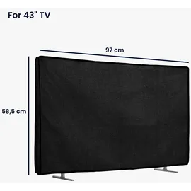 kwmobile 43" TV Abdeckung Indoor - Fernseher Hülle Bildschirmschutz Abdeckung - TV Bildschirm Staubschutzhülle - Fernsehabdeckung - Leinen Schwarz