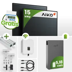15 kWp PV-Anlage 33x Aiko 460Wp Fullblack Glas-Glas 5kWh Speicher