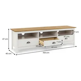 Idimex Campo Lowboard 160 cm Weiß/Natur Holz