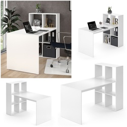 Vicco Schreibtisch Emir weiß Computertisch mit Ablage Regal Raumteiler Bürotisch