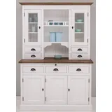 Casa Padrino Küchenbuffet Landhausstil Küchenschrank Weiß / Braun 138 x 50 x H. 197 cm - 2 Teiliger Küchenschrank mit 5 Türen und 7 Schubladen - Landhausstil Küchenmöbel