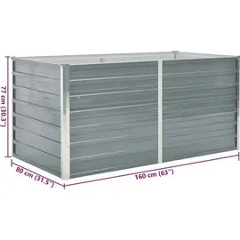 vidaXL Garten-Hochbeet verzinkter Stahl 160 x 80 x 77 cm Grau