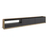 SKRAUT HOME Lowboard 310x50x37 cm Schwarz Eiche Holzwerkstoff