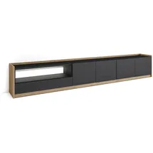 SKRAUT HOME Lowboard 310x50x37 cm Schwarz Eiche Holzwerkstoff