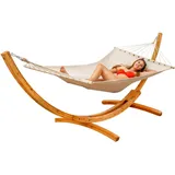 AMANKA Xxl-Hängematte, Beige, Holz mit Stabhängematte