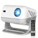 Mini Beamer Unterstützt 4K 1080P, Neuer Smart Beamer mit WiFi 6 Bluetooth, Mini Projector Automatische Trapezialkorrektur,Tragbarer Projektor Heimkino Outdoor für HDMI/Android/iOS/Laptop/USB, Weiß