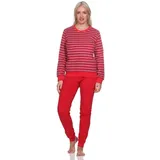 normann Wunderschöner Damen Frottee Schlafanzug Langarm Pyjama mit Bündchen –- auch in Übergrössen, Farbe:rot, Größe:48-50 - 48-50