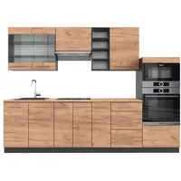 Vicco Küchenzeile Fame-Line, 280 cm, AP Eiche Wotan, Anthrazit,