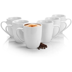 BigDean Becher 6x Kaffeebecher 300ml aus hochwertigem echtem Porzellan Kaffee, Porzellan weiß