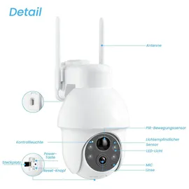 ANRAN 5MP Überwachungskamera Aussen Akku Weiß
