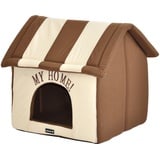 nanook Hundehöhle Katzenhöhle XL Hundebett Katzenbett Hundehaus faltbar flauschig kuschelig (braun beige, 60 cm)