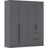 Kleiderschrank RAUCH "Drehtürenschrank Schrank Garderobe Wäscheschrank Schlafzimmer AVOLA", grau (graumetallic), B:181cm H:210cm T:54cm, Holzwerkstoff, Schränke, Kleiderschrank, mit hochwertigen Stangengriffen aus Metall in Schwarz MADE IN GERMANY