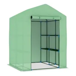 vidaXL Gewächshaus mit Ablagen Stahl 143x143x195 cm