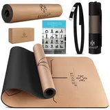 KESSER KESSER® Yogamatte Kork Inkl. Tragegurt Tasche & Yoga-Block Gymnastikmatte Yoga Matte rutschfest aus Naturkautschuk TPE Fitnessmatte, 183 x 62 Trainingsmatte für Fitness Sportmatte, Gymnastik extradick