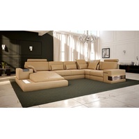 BULLHOFF Schlafsofa Wohnlandschaft Leder Schlafsofa U-Form Designsofa LED Leder Sofa Couch XL Ecksofa grau braun »HAMBURG« von BULLHOFF, made in Europe, das "ORIGINAL" beige|braun