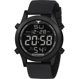 KHS Digital-Herrenuhr Platoon Schwarz Silikonband