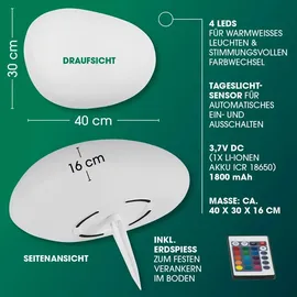 EasyMaxx Solarleuchte Stein 3,7 V inkl. Erdspieß Dämmerungssensor weiß