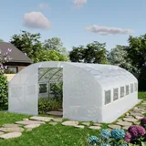 TOOLPORT Foliengewächshaus Gewächshaus 4x6m stabil & langlebig mit Fenster - reißfeste PE Plane 180g/m2 weiß transparent -
