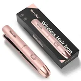 terviiix USB Mini Reiseglätter kabellos, Max 220°C Tragbarer Glätteisen Kabellos, Wiederaufladbarer Haarglätter und Lockenwickler 2 in 1 mit Arganöl, 4500mAh-Akku, 50 Sekunden Schnelles Aufheizen