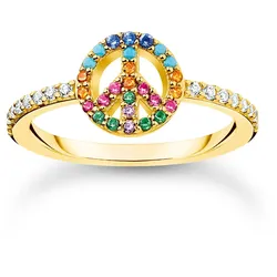 Thomas Sabo TR2373-488-7 Damen-Ring Peace Goldfarben Bunte Steine, 58/18,5