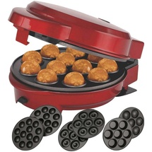 Epiq 3in1 Donut-, Muffin- Popcake-Maker 3 auswechselbare Backplatten, Rot Metallic,700 Watt,antihaftbeschichtet, 80000732