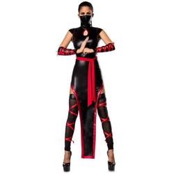 Metamorph Kostüm Umwerfende Ninja, Sexy geschnittene Kostümierung einer asiatischen Kämpferin schwarz XL