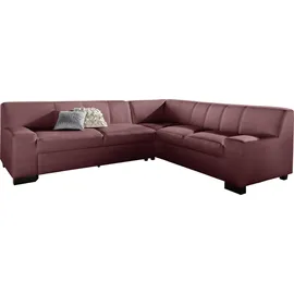 DOMO collection Ecksofa DOMO COLLECTION "Norma, moderne Armlehnen, zeitlos und elegant, Breite 247cm, L-Form", rot (karminrot), B:247cm H:74cm T:212cm, Microfaser PRIMABELLE (100% Polyester);Kunstleder SOFTLUX;Struktur (90% Polyester, 10% Polyacryl);NaturLEDER (echtes
