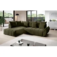 Furnix Ecksofa KORDELIA Polstercouch ausziehbar L-Form Bettkasten und Kissen, DL Automat, BxTxH 266x190x71/91 cm, robust & bequem grün