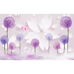 Fototapete PAPERMOON "Muster mit Blumen und Wasser", bunt, B:5,00m L:2,80m, Vlies, Tapeten