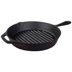 Tramontina Gusseisen Grillpfanne BLACK, 28 cm, optimale Wärmeleitung, für Induktion, Grill und BBQ