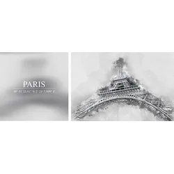 queence Leinwandbild »Paris«, Elemente der Architektur-Paris-Kunst-Sprüche-Sprüche & Texte-Schriftzug-Schriftzüge, (Set), Premium-Leinwandstoff, Handarbeit aus Deutschland, Spruch, 2er Set queence Farbe Bild(er): grau