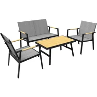 RANSENERS Premium Gartenmöbelset inkl. 2 Sessel Gartenbank Tisch - Aluminium Rahmen und Polyrattan Sitzfläche für Innen und Außen