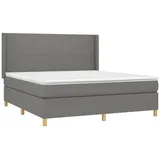 vidaXL Boxspringbett mit Matratze & LED Dunkelgrau 180x200 cm Stoff