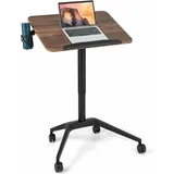 Costway - Stehschreibtisch höhenverstellbar von 74-107cm, mit Getränkehalter & 4 Rollen, Sitz-Steh Schreibtisch, Mobile Stehpult Laptoptisch