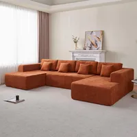 VASOENY 350 X 180 cm U-Form Ecksofa, Chenille Stoff übergroßes Eckcouch, 6 Sitz U-förmige Modernes Sofa Couch mit 4 Kissen für Wohnzimmer, Schlafzimmer, Büro, Keine Montage Erforderlics