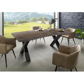 MASSIVMOEBEL24.DE Baumtisch 180 x 77 x 90 cm grau