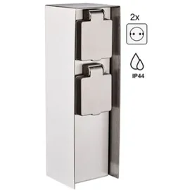 DIEBOLD Steckdosensäule 2-fach, IP44, Eisen gebürstet - Silber/Bunt