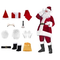 Herren Deluxe Weihnachtsmann-Kostüm, 11-teilig, Samt, Weihnachtsmann-Anzug (2XL)