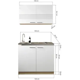 Respekta Merle Miniküche Elektrokochfeld rechts weiß
