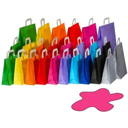 VEPATIM 50x Papiertragetaschen Papiertaschen Flachhenkel 18x8x22cm pink 70gr.