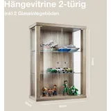 K-Möbel Hängevitrine Glas in Sonoma Eiche (80x60x25 cm) mit 2 höhenverstellbaren Glasböden - Modellauto Vitrine Sonoma Eiche - Vitrinenschrank Sonoma