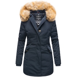 MARIKOO Damen edler Wintermantel Parka mit Kunstfellkapuze Karmaa