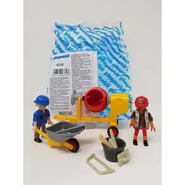 Playmobil Baustelle 2 Bauarbeiter mit Schubkarre und Betonmischer 6339