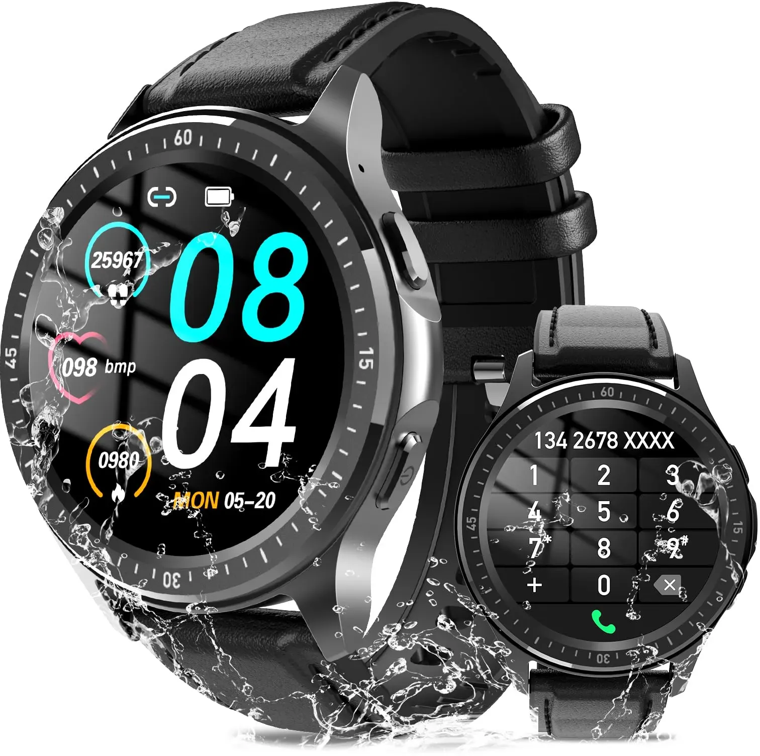Loyaa Smart Watch mit Telefonfunktion Fitnessuhr Herren 1,28 Zoll Touchs Bildschirm IP67 Wasserdicht 100+ Modes Fitness Tracker Sportuhr mit Schlafmonitor Nachrichtenerinnerung für Android iOS