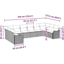 vidaXL Garten-Lounge-Set 10-tlg. schwarz