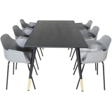 ebuy24 Dipp180x90BLBR Essgruppe Esstisch schwarz und 6 Comfort Esszimmerstühle grau.