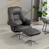 Duo Collection Relaxsessel Burnaby Mikrofaser 82 x 108 x 90 cm Grau mit Hocker und Relaxfunktion
